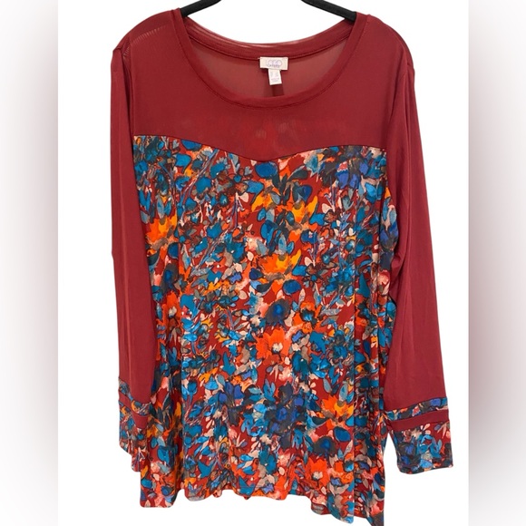 Colorful Floral Long Sleeve Top - Picture 1 of 5